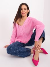 Badu Klasszikus női pulóver Magagani rózsaszín Universal