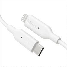 Hama MFi USB-C Lightning töltő- és adatkábel Apple-hez, 1 m, fehér