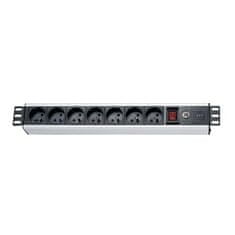 XtendLan 19'' elosztó panel 7x 230V, CSN, túlfeszültség- és áramvédelemmel és kapcsolóval