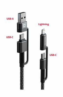 Baseus Rapid Series töltő- / adatkábel 3in1 USB-C (USB-C + Lightning + USB-C) PD 1,5m, CAMLT-SC01