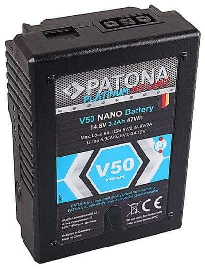 PATONA V-mount akkumulátor Sony V50 3200mAh Li-Ion 14.8V 47Wh Platinum akkumulátorhoz