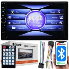 Dexxer 12-24V 2DIN LCD érintőképernyős autórádió 4x50W USB Bluetooth + távirányító