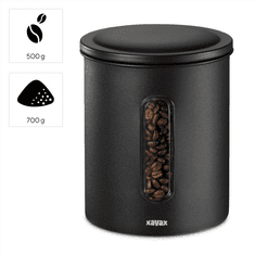 Xavax Barista kávésdoboz 500 g bab vagy 700 g őrölt kávé számára, légmentesen zárható, matt fekete színű