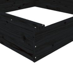 Greatstore fekete négyszögű tömör fenyőfa homokozó ülésekkel