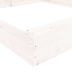Greatstore fehér négyszög alakú tömör fenyőfa homokozó ülésekkel