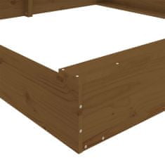 Greatstore mézbarna négyszög alakú tömör fenyőfa homokozó ülésekkel