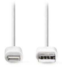 Nedis szinkronizáló és töltőkábel/ Apple Lightning 8-pin dugó - USB A dugó/ fehér/ ömlesztve/ 1m