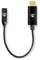 Nedis USB-C adapter/ USB-C dugó - 3,5 mm-es jack aljzat + USB-C aljzat/ fekete/ doboz/ 15cm