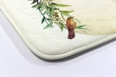 tulup.hu Fürdőszoba szőnyeg Kompozíciós virágok madarak 75x45 cm Fehér