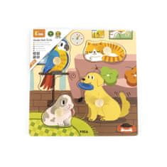 Viga Gyermek fa puzzle fogantyúkkal Pets 4 darab