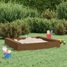 Greatstore mézbarna négyszög alakú tömör fenyőfa homokozó ülésekkel