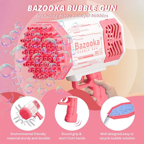Mormark 69 lyukú buborékfúvóka színes Led fényekkel | Bubblepuff - Rózsaszín