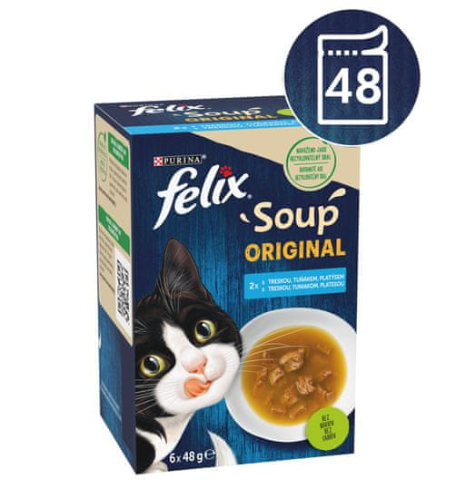 Felix Soup Finom leves választék tőkehal, tonhal és lepényhal halakból 8x (6x48 g)