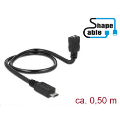 DELOCK USB 2.0 Micro-B male > USB 2.0 Micro-B female OTG ShapeCable 0.50 m kábel (83925) (delock-83925)
