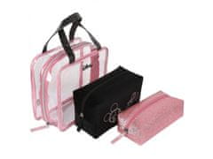 sarcia.eu DISNEY Minnie Mouse Rózsaszín és fekete cipzáras utazó kozmetikai táska szett, 3 db.