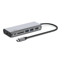 Belkin AVC008BTSGY dokkoló állomás és port replikátor USB 3.2 Gen 1 (3.1 Gen 1) Type-C Fekete, Szürke (AVC008BTSGY)
