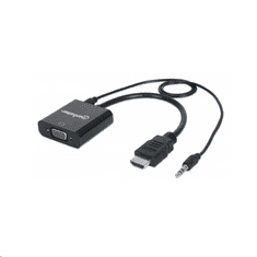 Manhattan 151559 video átalakító kábel 0,3 M HDMI + 3.5mm VGA (D-Sub) Fekete (manhattan-151559)