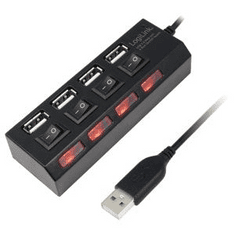 UA0128 4 portos USB2.0 Hub fekete (UA0128)