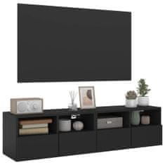 Greatstore 2 db fekete szerelt fa fali TV-szekrény 60 x 30 x 30 cm
