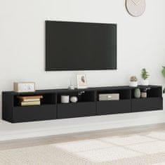 Greatstore 2 db fekete szerelt fa fali TV-szekrény 100 x 30 x 30 cm