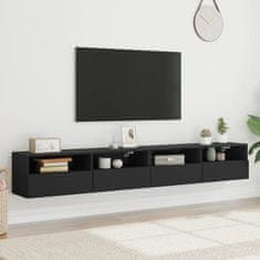 Greatstore 2 db fekete szerelt fa fali TV-szekrény 100 x 30 x 30 cm