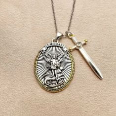 VIVVA® Szent Mihály medál ezüst nyaklánc hatású ötvözetből, ideális férfi nyaklánc, vagy női nyaklánc, ezüst ékszer hatással | ARCHANGEL