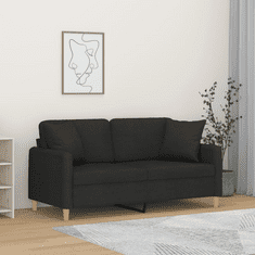 Vidaxl 2 személyes fekete szövet kanapé díszpárnákkal 140 cm (3200913)