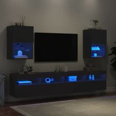 Greatstore 2 db fekete TV-szekrény LED-világítással 40,5 x 30 x 60 cm
