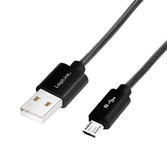 LogiLink USB-A - Micro-USB alumínium borítású kábel 1m fekete (CU0132) (CU0132)