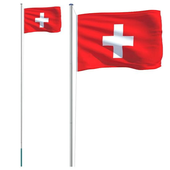Vidaxl svájci alumínium zászló és rúd 6,23 m 3147113