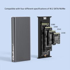Qoltec ház | M.2 SSD-öböl | SATA | NVMe | RGB LED | USB-C | 4TB