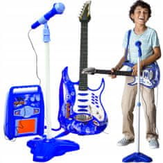 Kruzzel Gyerekkészlet LED elektromos gitár mikrofon és MP3 erősítő kék