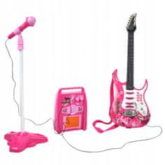 Kruzzel Gyerekkészlet LED elektromos gitár mikrofon és MP3 erősítő rózsaszín