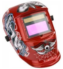RED TECHNIC Automatikus napelemes fejhegesztő maszk Vörös koponya