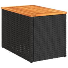 Greatstore 2 db fekete polyrattan és tömör fa kerti kisasztal 55x34x37 cm