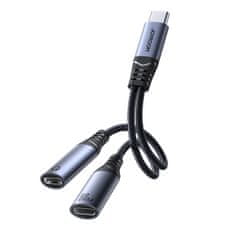 Joyroom SY-C03 adapter USB-C / 2x USB-C, fekete