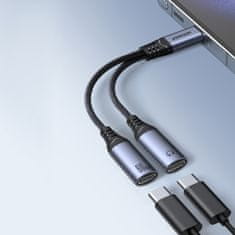 Joyroom SY-C03 adapter USB-C / 2x USB-C, fekete