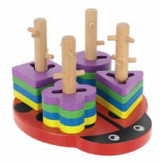 KOMFORTHOME Fából készült katicabogár puzzle Montessori Sorter