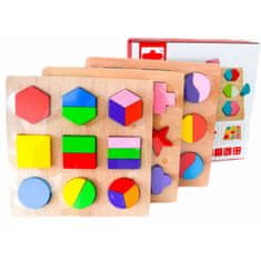 KOMFORTHOME Három Montessori fa figura kirakós 48 darabos puzzle