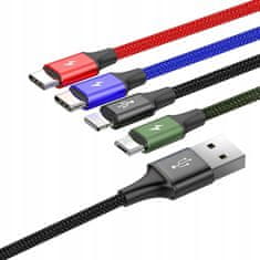 BASEUS Baseus 4in1 USB kábel Lightning / 2x USB Type C / micro USB 3.5A 1.2m