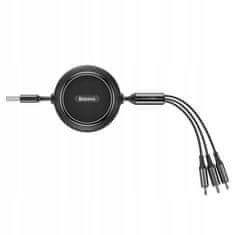 BASEUS USB - USB type C / microUSB / Lightning kábel Baseus CAMLT-JH01 1,2 m fekete