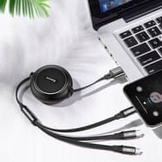 BASEUS USB - USB type C / microUSB / Lightning kábel Baseus CAMLT-JH01 1,2 m fekete