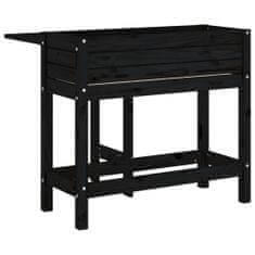 Vidaxl fekete tömör fa kerti ültetőláda összecsukható asztallappal 825125