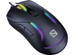 Sandberg LightFlow 6D Gamer Mouse, játék egér, 3600 dpi, LED háttérvilágítás, fekete
