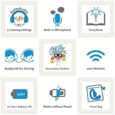 BuddyPhones Play+ gyerek bluetooth fejhallgató mikrofonnal, világosszürke