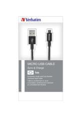 Verbatim Micro USB kábel 100cm, SYNC + CHARGE fekete