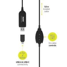 Port Designs PORT CONNECT - Sztereó headset mikrofonnal, USB-A/USB-C, fekete