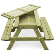 Vidaxl impregnált fenyőfa gyerek piknik asztal padokkal 90x90x58 cm 45148