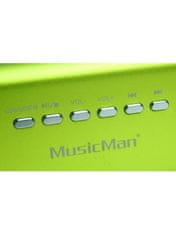 Technaxx MusicMan hordozható sztereó hangszóró, 600 mAh akkumulátor, FM-rádió, USB, zöld