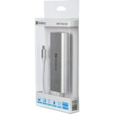 Sandberg USB-C dokkoló állomás, HDMI+SD+USB+RJ45+USB-C (100W), ezüst